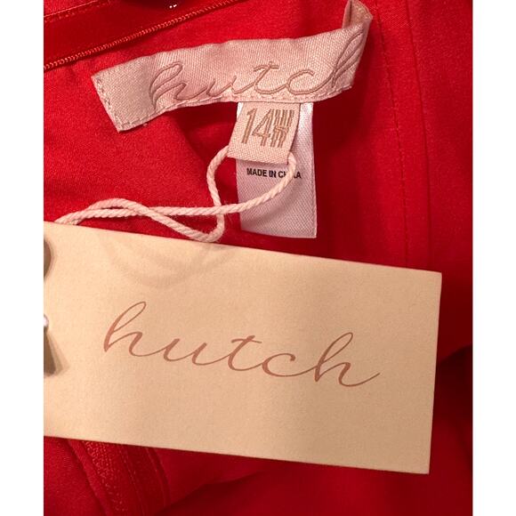 Hutch Evi Strapless Plissé Gown Red Romantic Floral Size 14 W Plus NWT Gorgeous - Picture 4 of 12